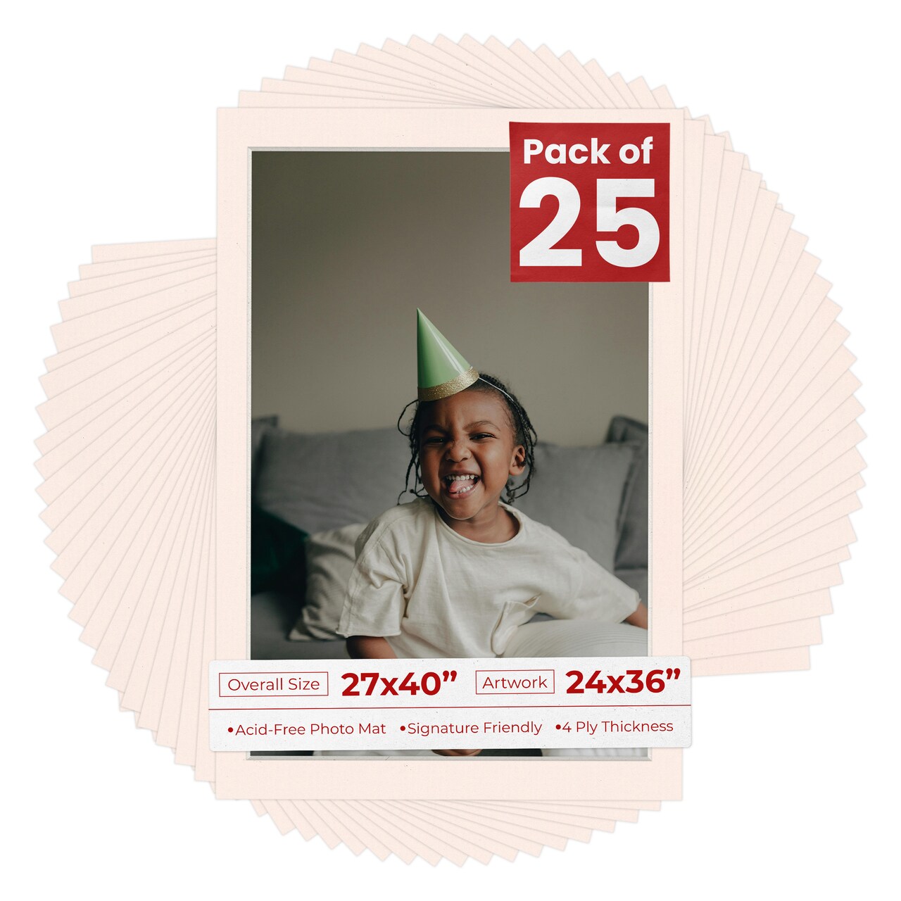 Oyster Bay Beige Mat Board for 27x40 Frames - Fits 24x36 Photos